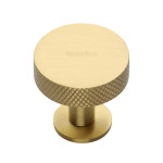 M Marcus Heritage Brass Knurled Disc Design Cabinet Knob with Rose 32mm 